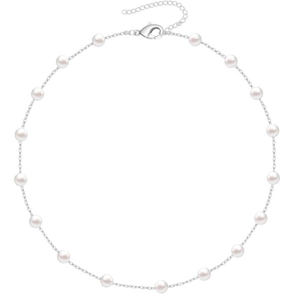 Jewelry - Elegant Pearl Choker Necklace with 18k Gold Chain - Adjustable & Hypoallergenic